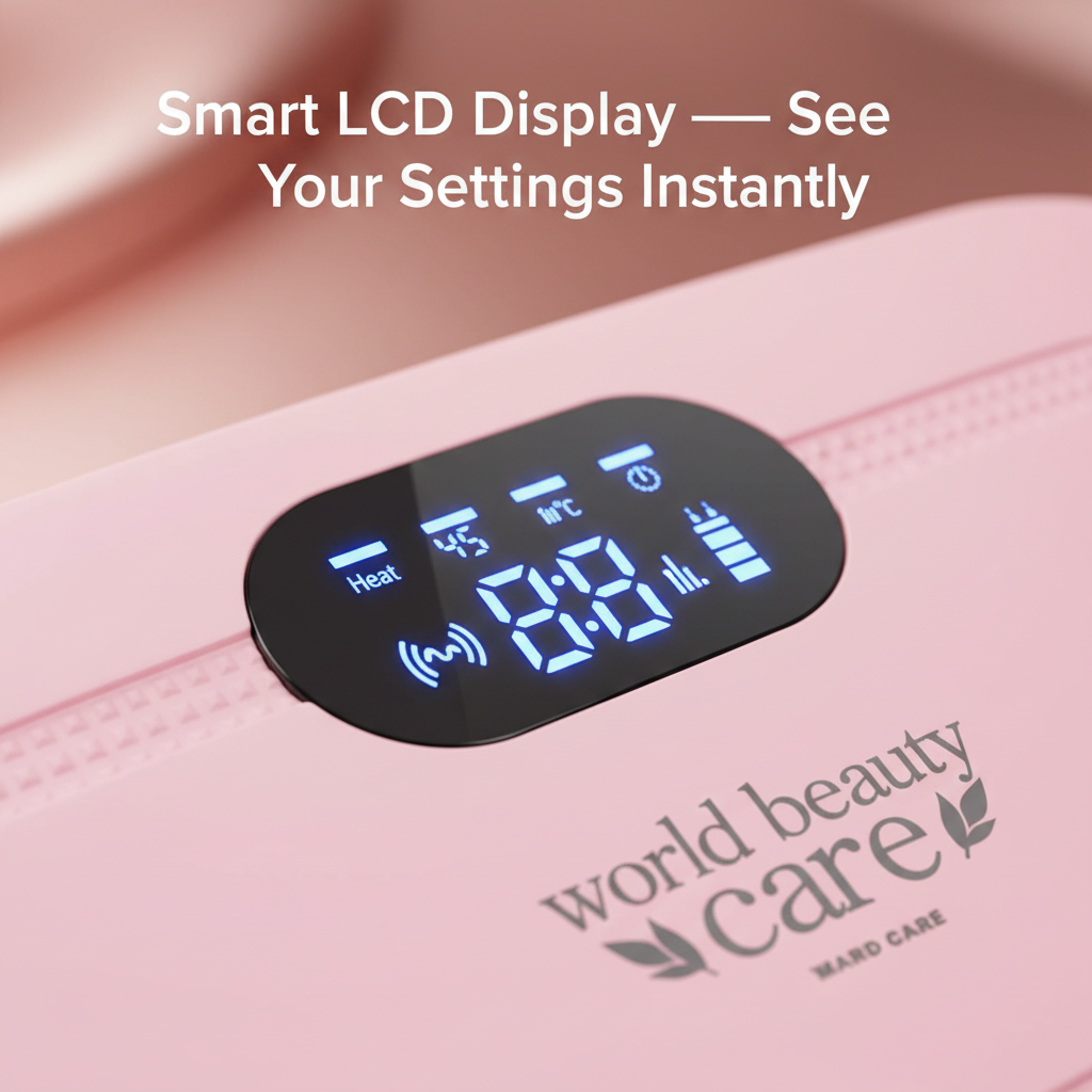 LCD display close up period cramp massager smart settings