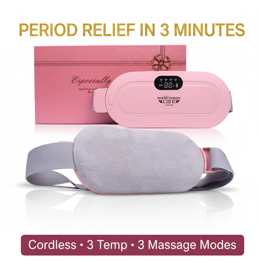 Period cramp relief massager hero shot with gift box