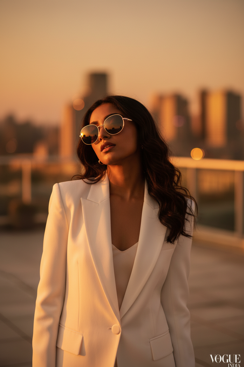 Zenath Aurum Oval Sunglasses — Model Lifestyle Editorial