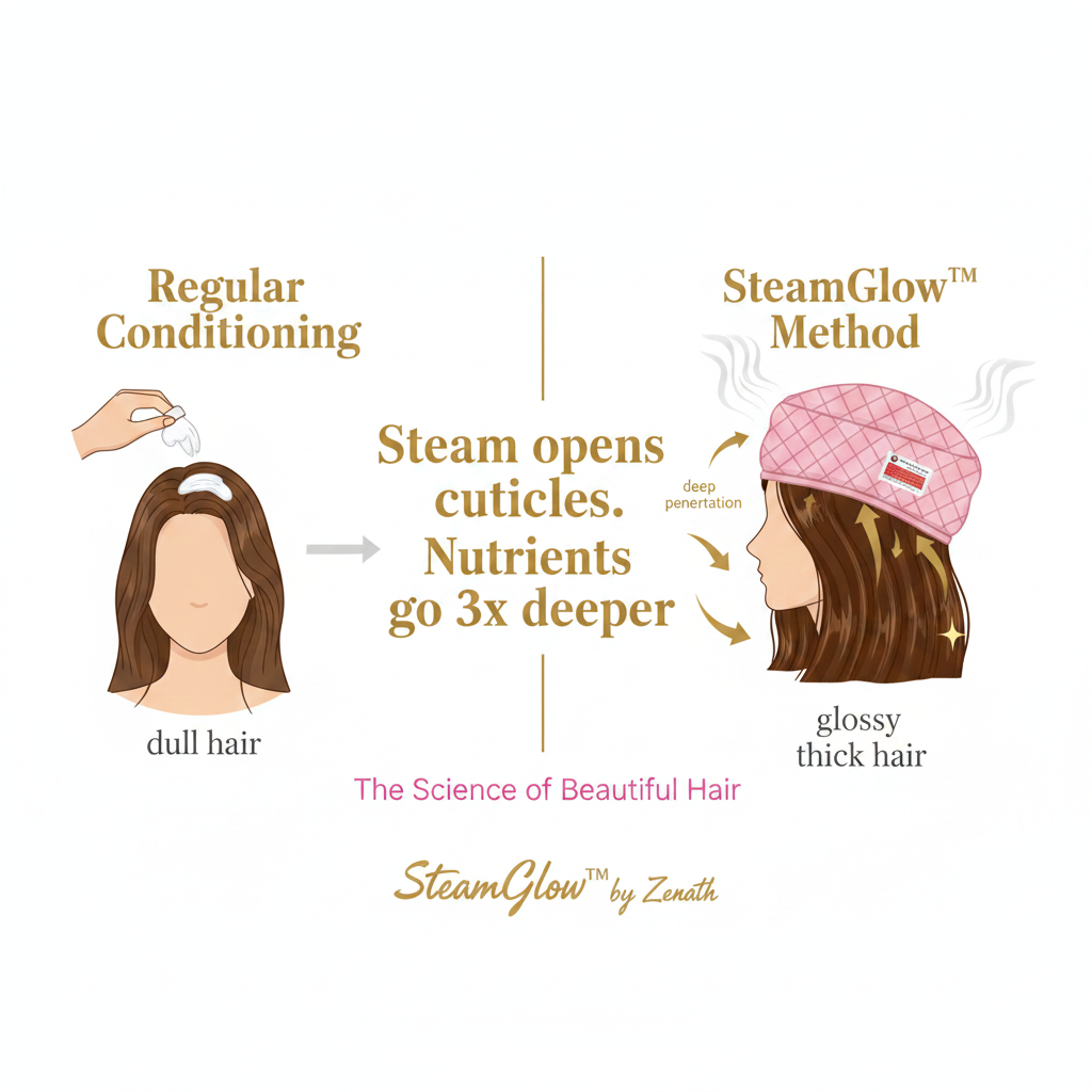 SteamGlow™ steam science comparison regular vs SteamGlow conditioning