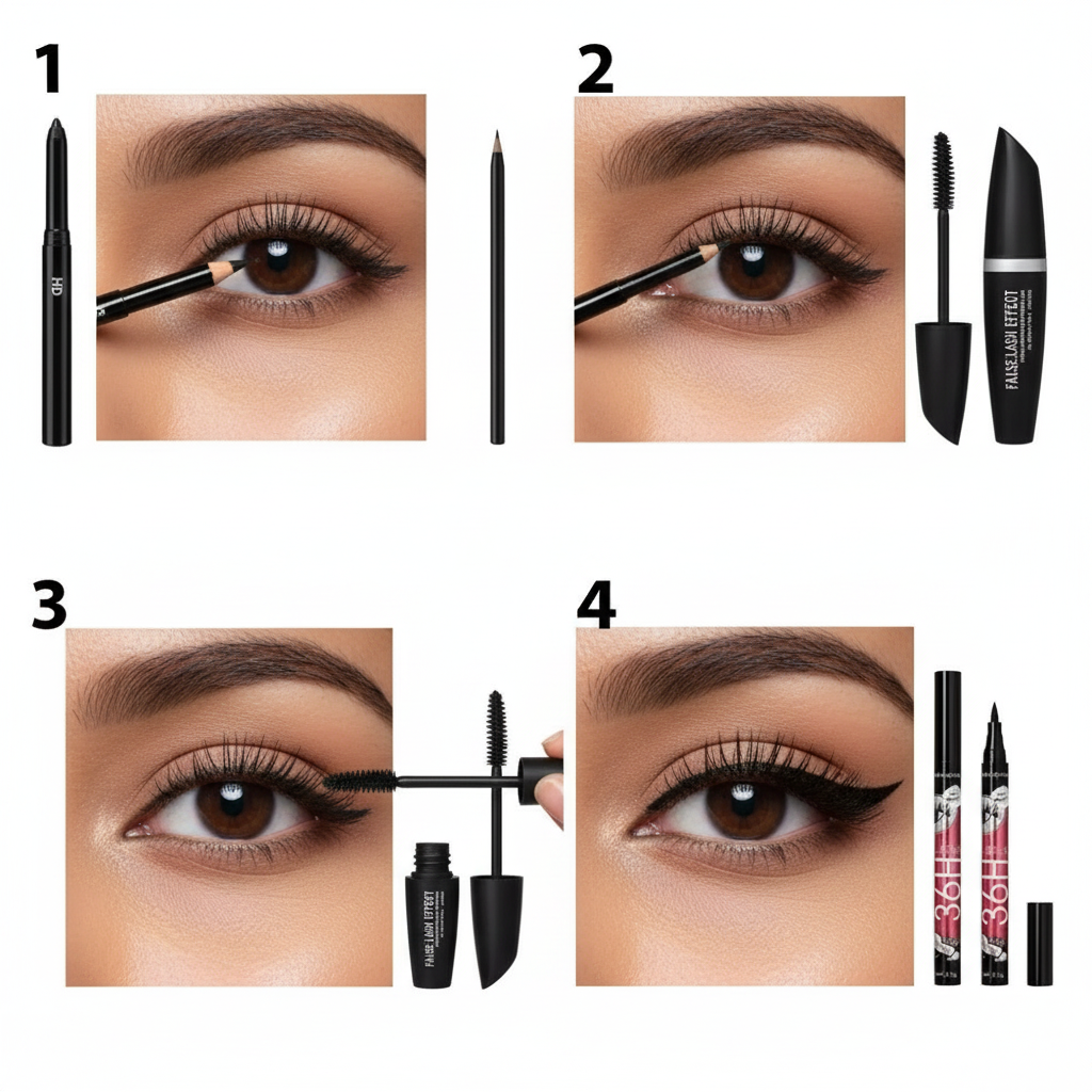Step by step eye makeup tutorial using 6 piece eye kit