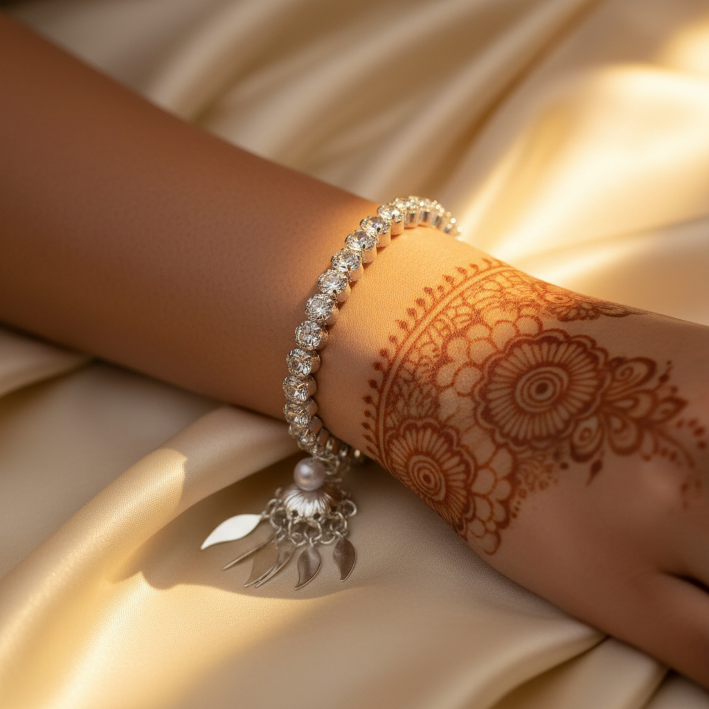 Zenath Rajwada — Crystal Bracelet on Mehndi Wrist