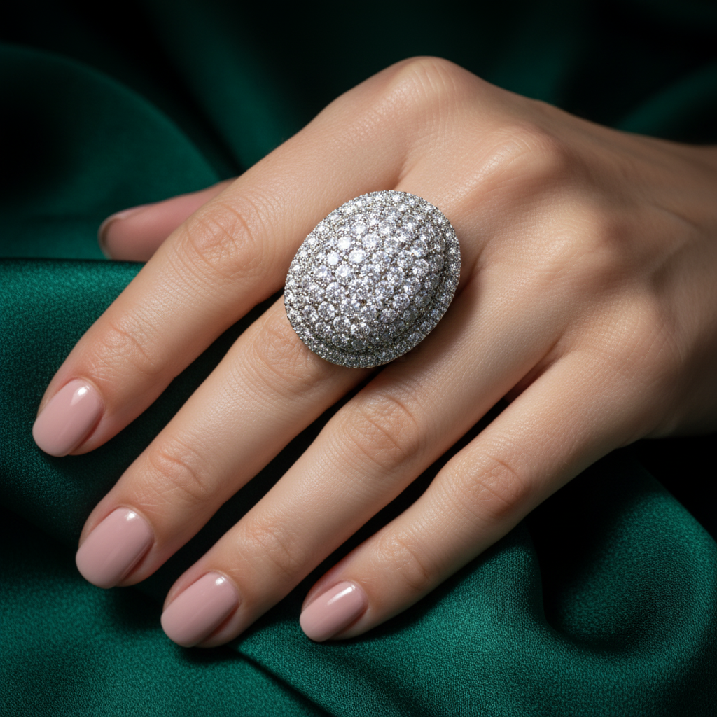 Zenath Rajwada — Crystal Ring on Emerald Silk