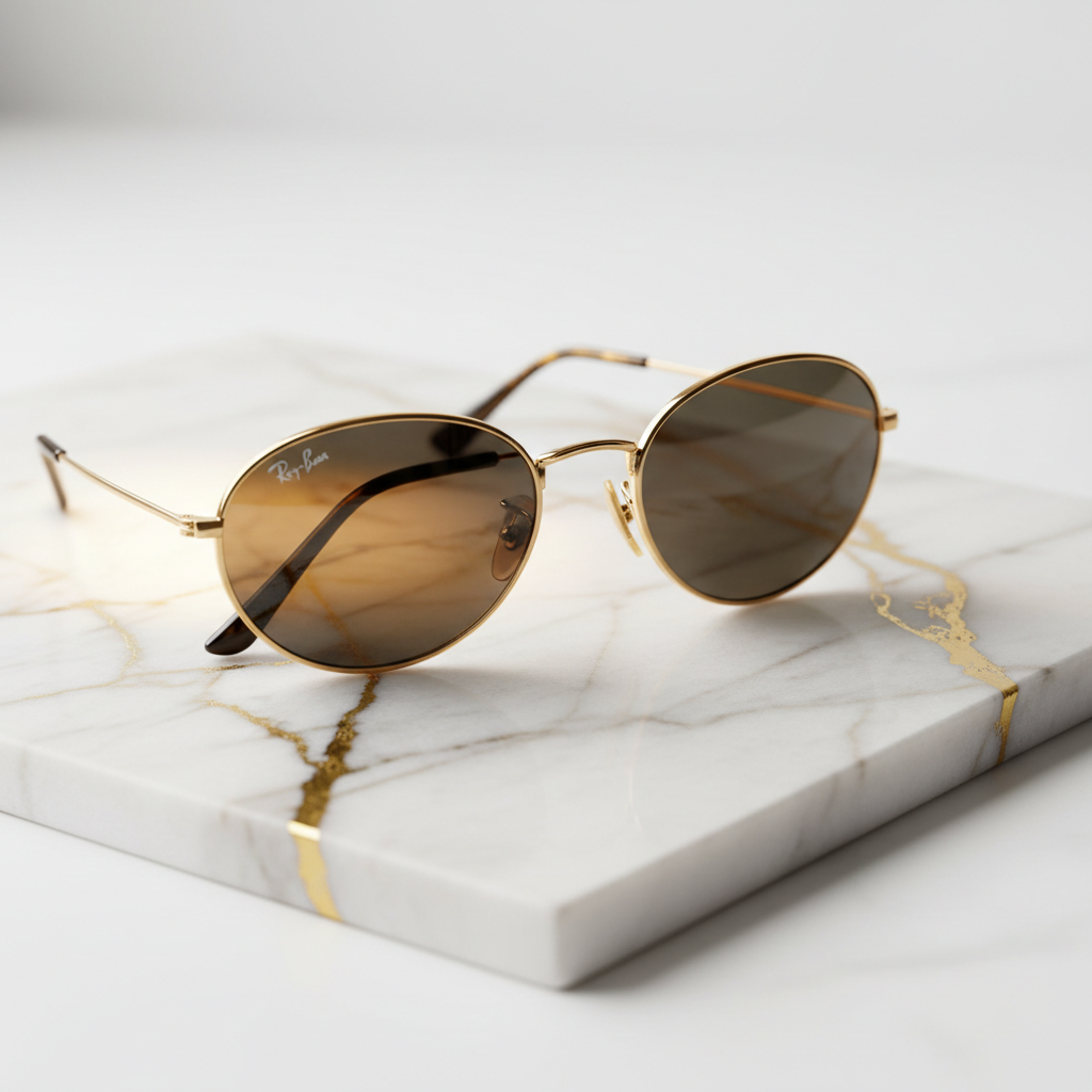 Zenath Aurum Oval Sunglasses — Marble 45° Editorial