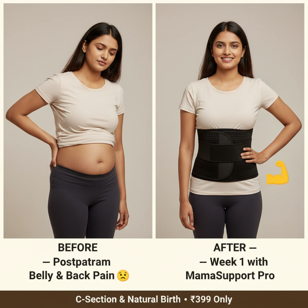 Before and after postpartum belly recovery MamaSupport Pro