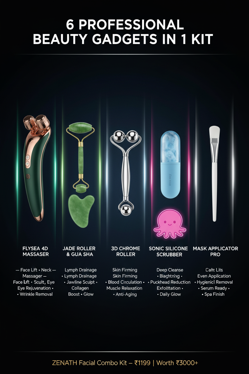 Zenath Facial Combo Kit - 6 Professional Beauty Gadgets Showcase