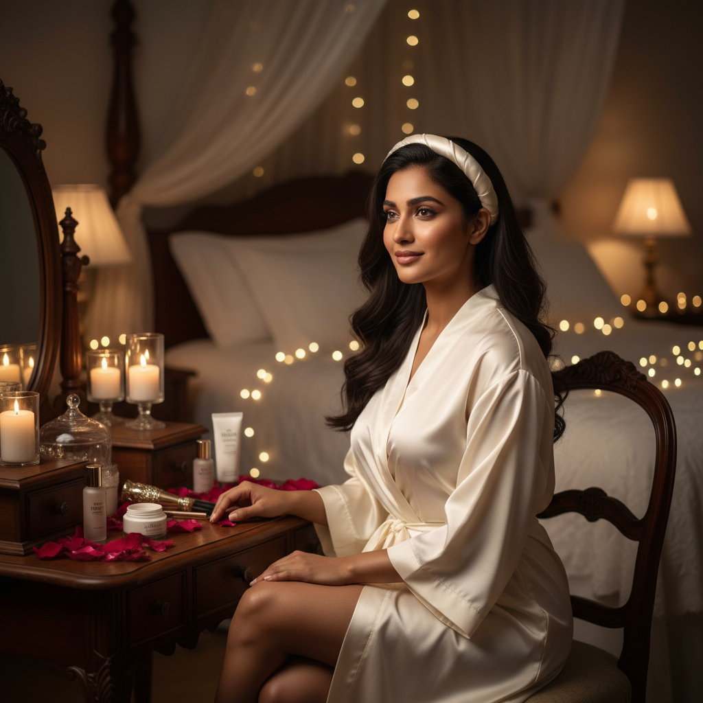 GlowUp Curls™ - Luxury overnight ritual lifestyle shot