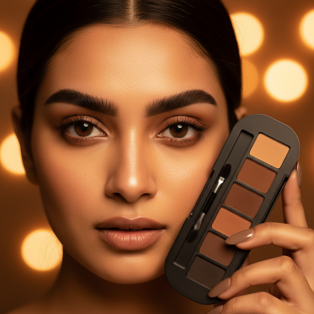 Indian woman with perfect matte brows - editorial beauty shot