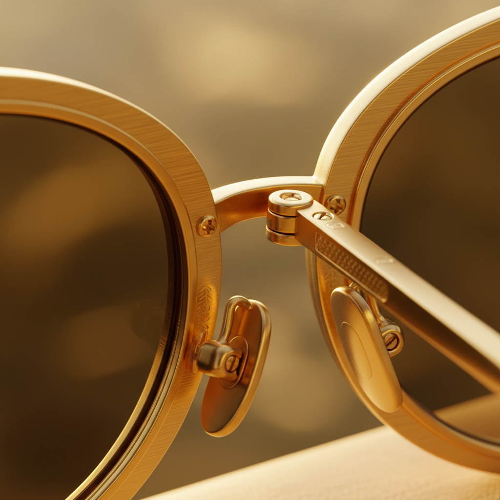 Zenath Aurum Oval Sunglasses — Gold Hinge Craftsmanship Detail