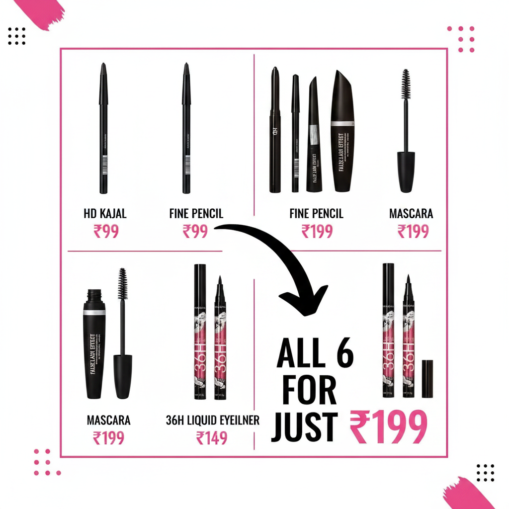 6 eye products value comparison - all 6 for just Rs 199