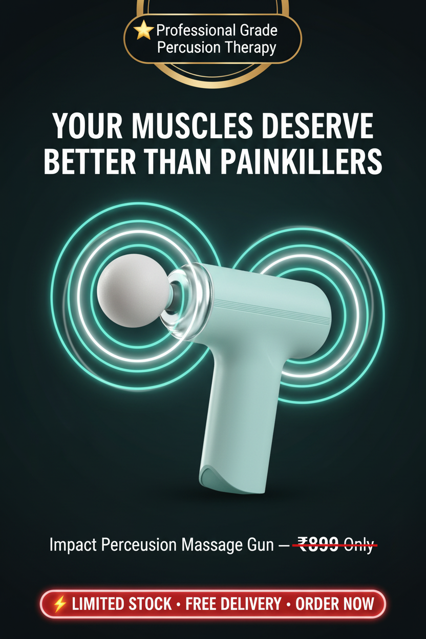 Impact percussion massage gun D2C ad creative stop living with muscle pain