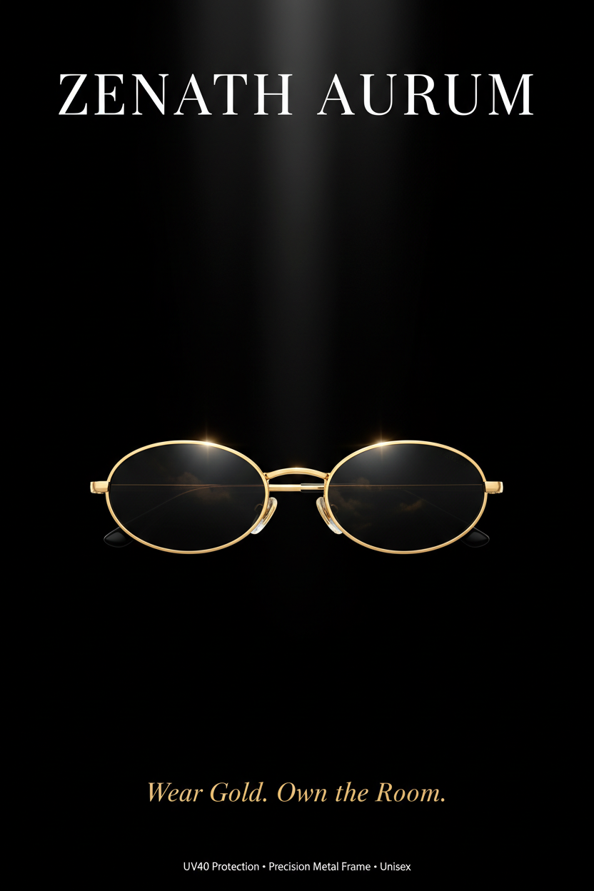 Zenath Aurum Oval Sunglasses — Wear Gold. Own the Room.