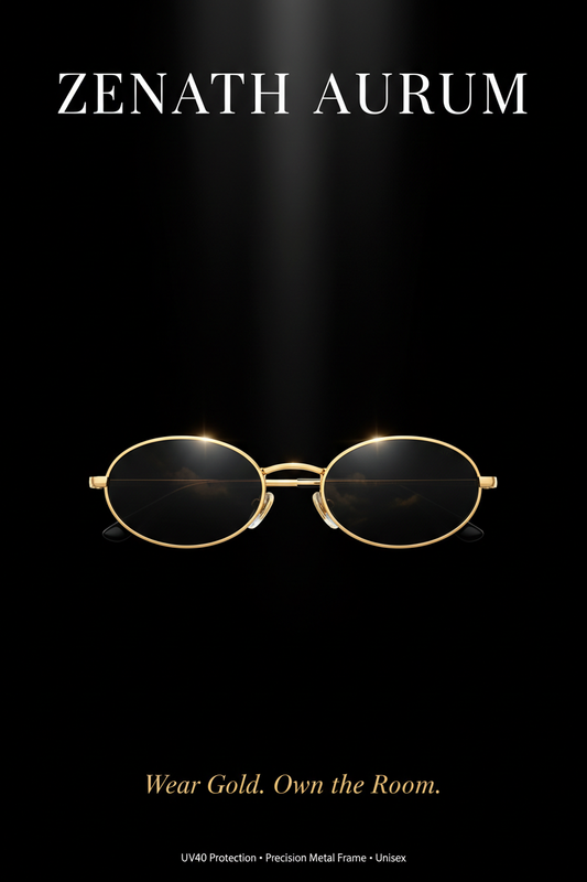 Zenath Aurum Oval Sunglasses — Wear Gold. Own the Room.