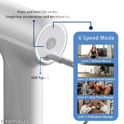 6 speed modes USB Type-C charging percussion massage gun