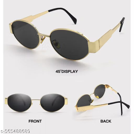Zenath Aurum Oval Sunglasses — Front, Back & 45° View